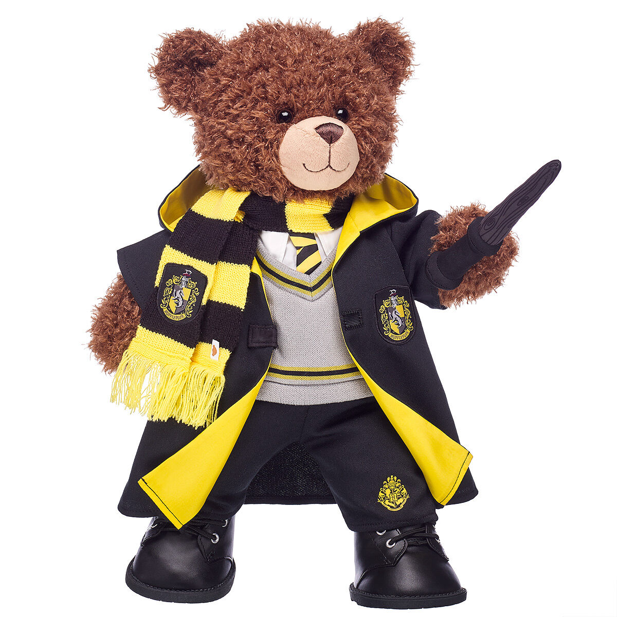 Harry Potter Teddy Bear Hufflepuff Gift Bundle With House Robe, Scarf, Hogwarts Pants & Wand