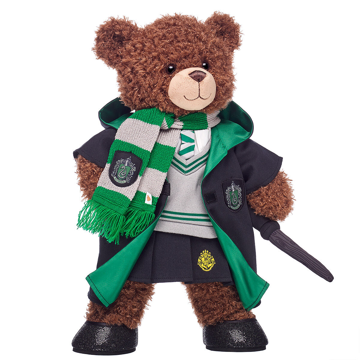 Harry Potter Teddy Bear Slytherin Gift Bundle With House Robe, Scarf, Hogwarts Skirt & Wand