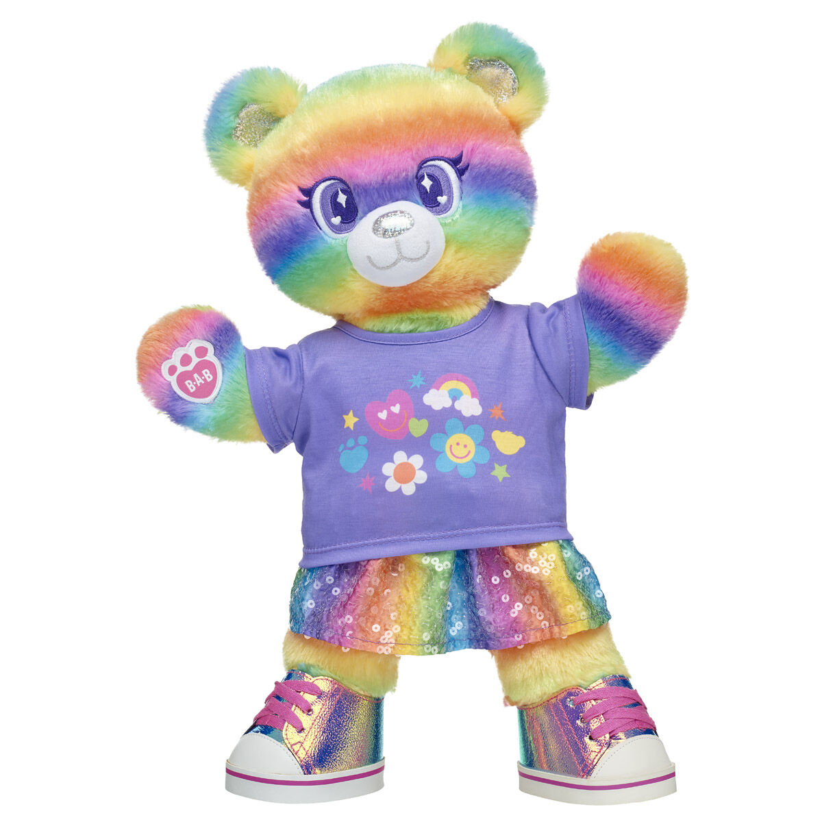 Rainbow Stripes Teddy Bear Skirt Gift Set