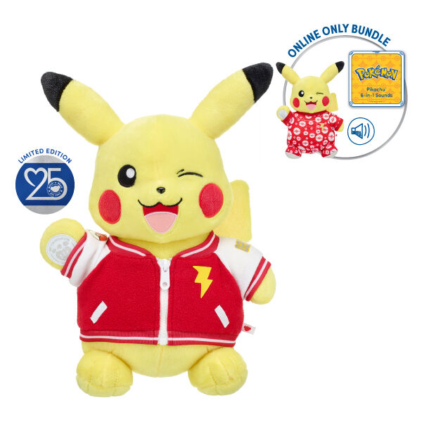 Build-A-Bear 25Th Celebration PokéMon Pikachu Plush Bundle